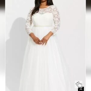 Ivory Torrid Ivory Lace & Tulle Beaded Sash A-Line Wedding Dress